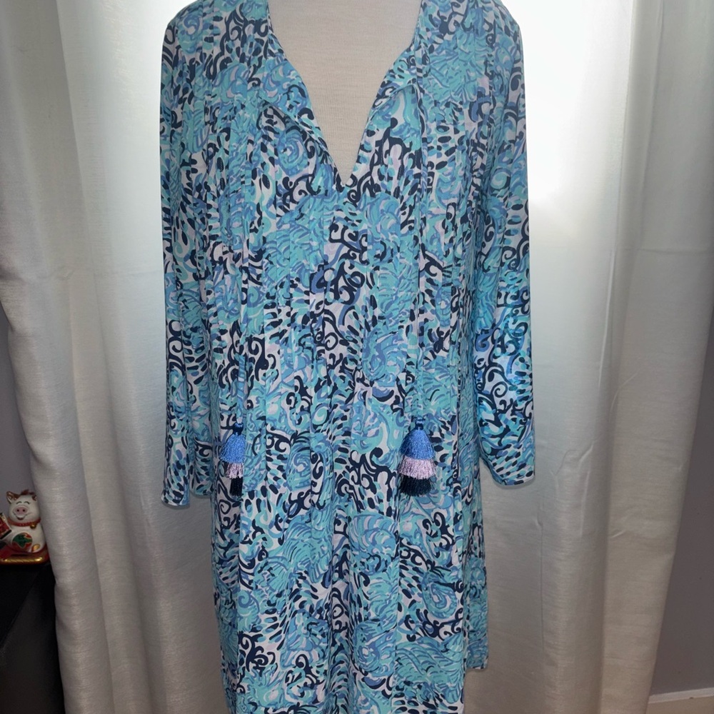 Lilly Pulitzer Women's Blue Patterned long sleeve dress